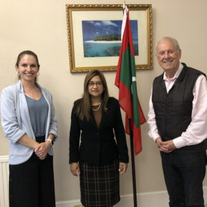 Aphra Brandreth, Dr Farah Faizal and Gyles Brandreth